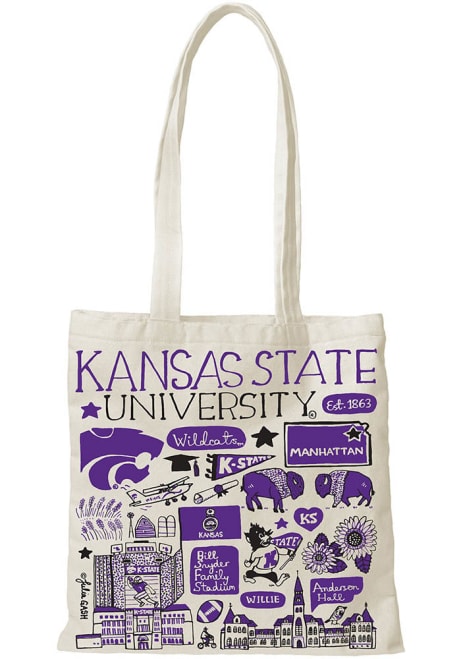 K-State Wildcats  Julia Gash Natural Canvas Slim Tote Bag