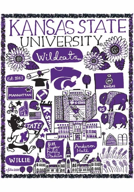 Purple K-State Wildcats Julia Gash Campus Tapestry Blanket