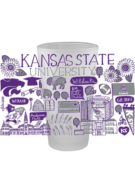 Purple K-State Wildcats Julia Gash 16 oz Frosted Pint Glass