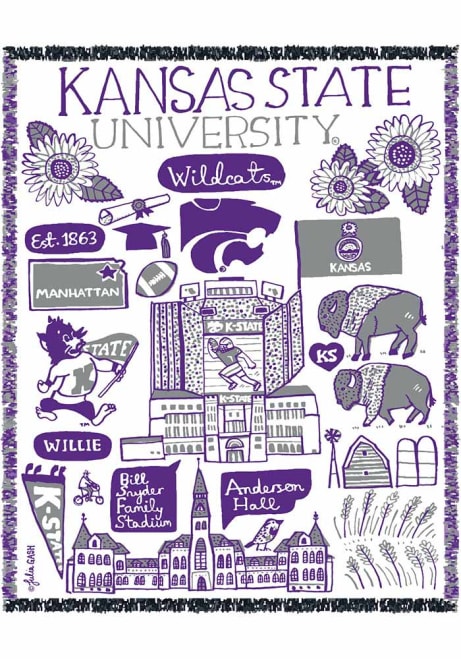 Purple K-State Wildcats Julia Gash Logo Tapestry Blanket