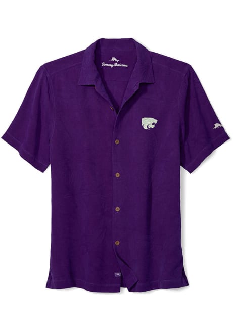 Mens K-State Wildcats Purple Tommy Bahama Al Fresco Short Sleeve Dress Shirt