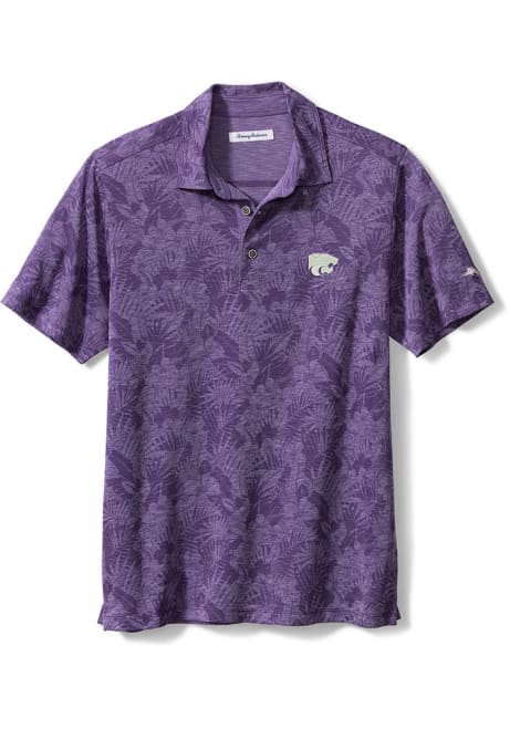 Mens K-State Wildcats Purple Tommy Bahama Sport Palmetto Palms Short Sleeve Polo Shirt