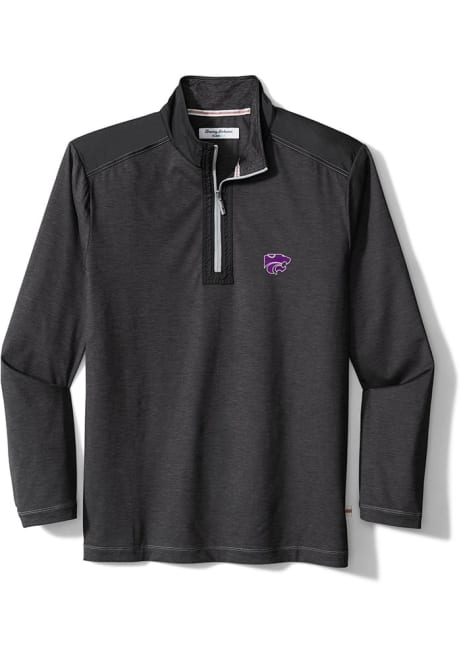 Mens K-State Wildcats Black Tommy Bahama Sport On Deck Qtr Zip Pullover