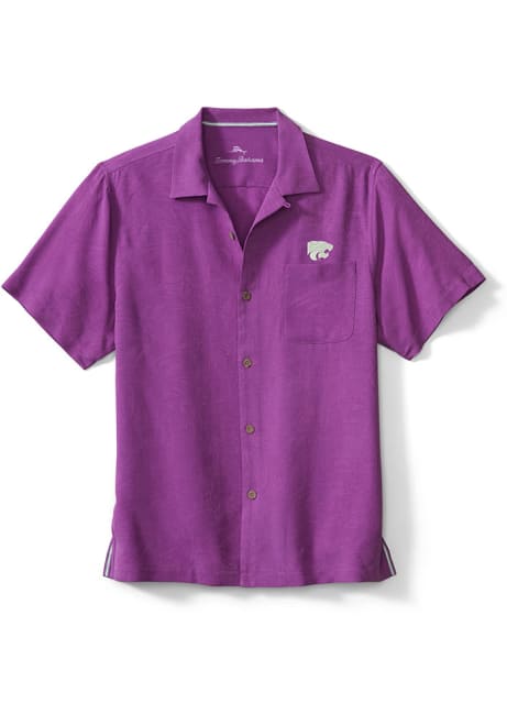 Mens K-State Wildcats Purple Tommy Bahama Sport Tropic Isles Camp Short Sleeve Dress Shirt