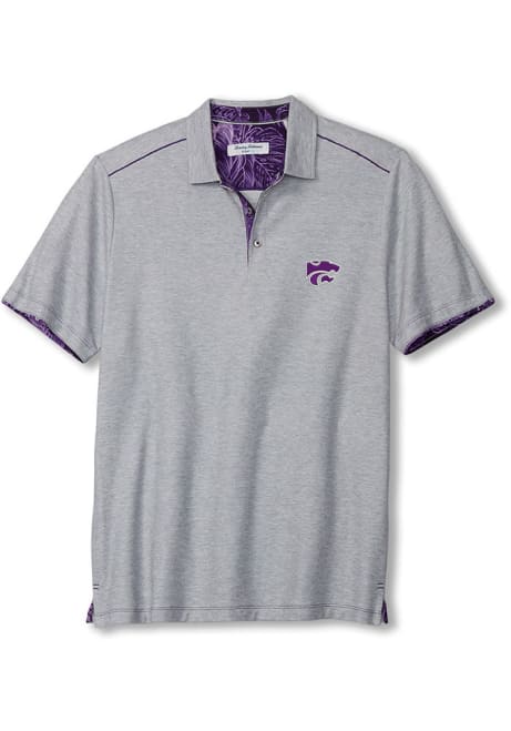 Mens K-State Wildcats Grey Tommy Bahama Sport Tailgater Short Sleeve Polo Shirt