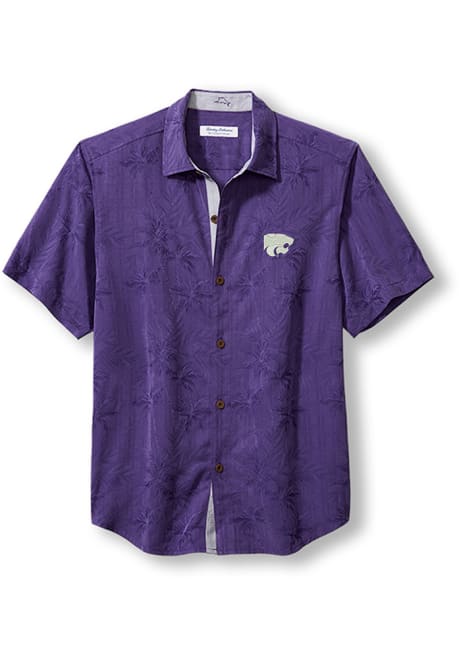 Mens K-State Wildcats Purple Tommy Bahama Sport Coconut Short Sleeve Dress Shirt