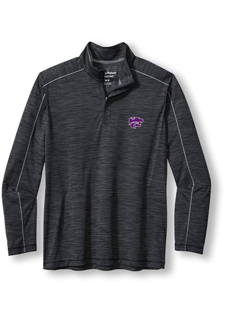 Mens K-State Wildcats Black Tommy Bahama Islandzone Player 1/4 Zip Pullover