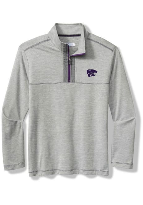 Mens K-State Wildcats Grey Tommy Bahama High Score Qtr Zip Pullover