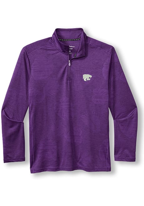 Mens K-State Wildcats Purple Tommy Bahama Sport Delray Frond Qtr Zip Pullover