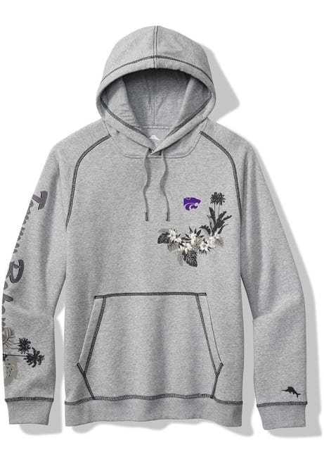 Mens K-State Wildcats Grey Tommy Bahama Surf And Score Long Sleeve Fashion Hood