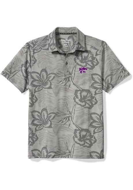 Mens K-State Wildcats Grey Tommy Bahama Sport Delray Fresco Short Sleeve Polo Shirt