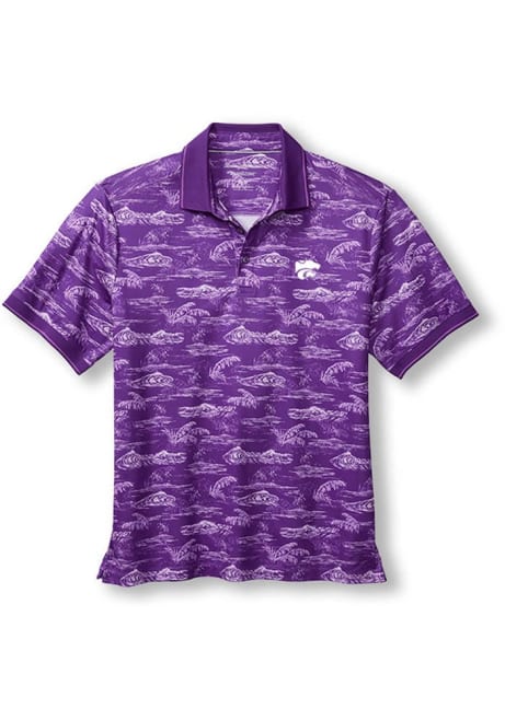 Mens K-State Wildcats Purple Tommy Bahama Sport Bay View Short Sleeve Polo Shirt