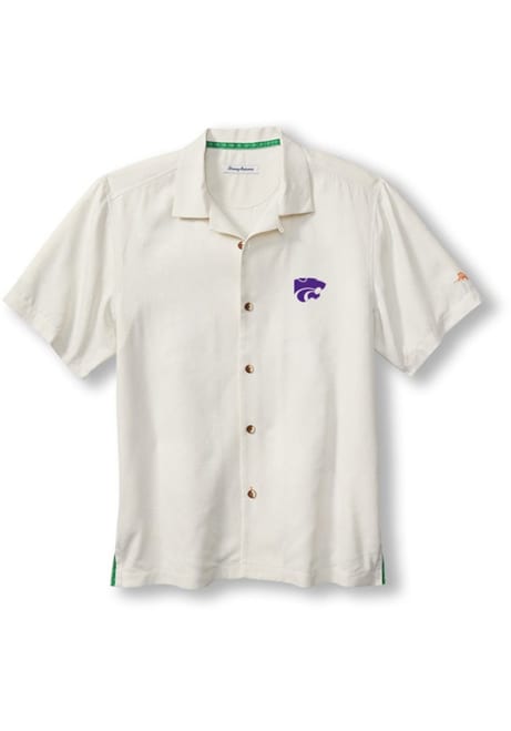 Mens K-State Wildcats White Tommy Bahama Coconut Football Matchup Camp Short Sleeve Dress Shirt