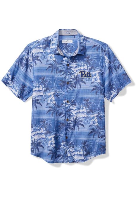 Mens Pitt Panthers Blue Tommy Bahama Sport Coconut Point Isla Palmetta Short Sleeve Dress Shirt