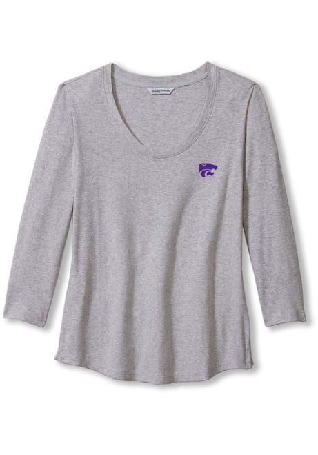 Womens K-State Wildcats Grey Tommy Bahama Ashby LS Tee