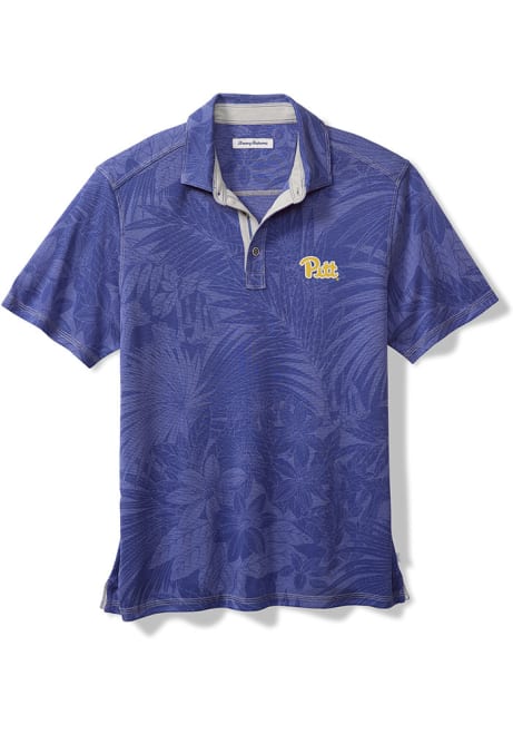 Mens Pitt Panthers Blue Tommy Bahama Sport Santiago Paradise Short Sleeve Polo Shirt