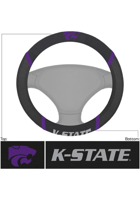 Black K-State Wildcats Logo Steering Wheel Cover