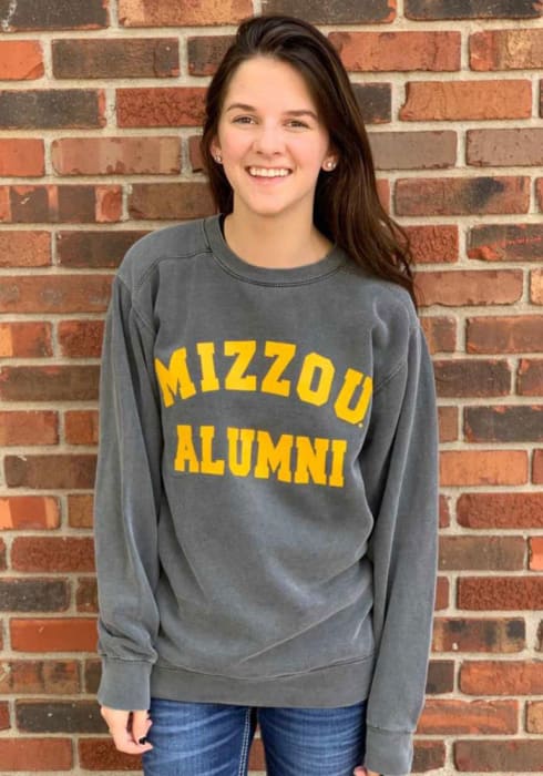 Mizzou Tigers Tigers Womens Grey Alumni Long Sleeve Crew Sweatshirt