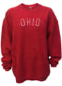 Ohio Womens Red Long Sleeve Corded Crew Sweatshirt
