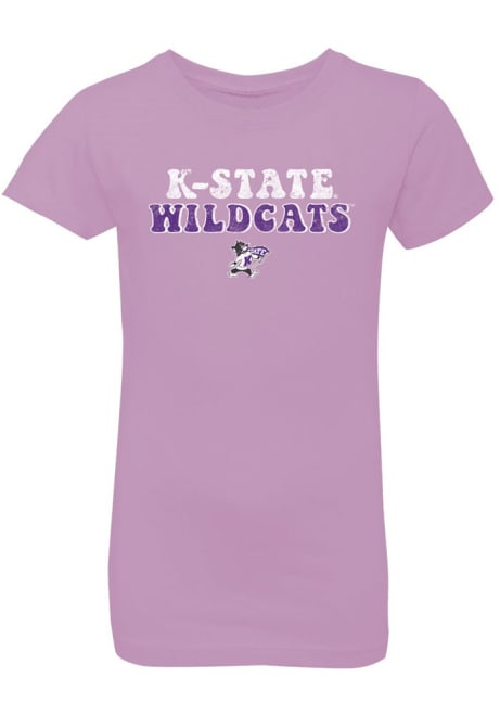 Girls Purple K-State Wildcats Bubble Script Short Sleeve T-Shirt