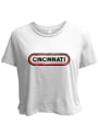 Cincinnati Women's White Ombre Oval Cropped Short Sleeve T-Shirt