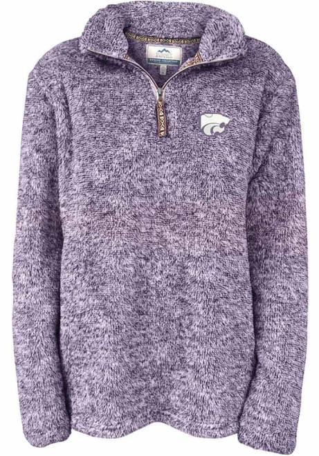 Womens Purple K-State Wildcats Flecked Double Plush 1/4 Zip Pullover