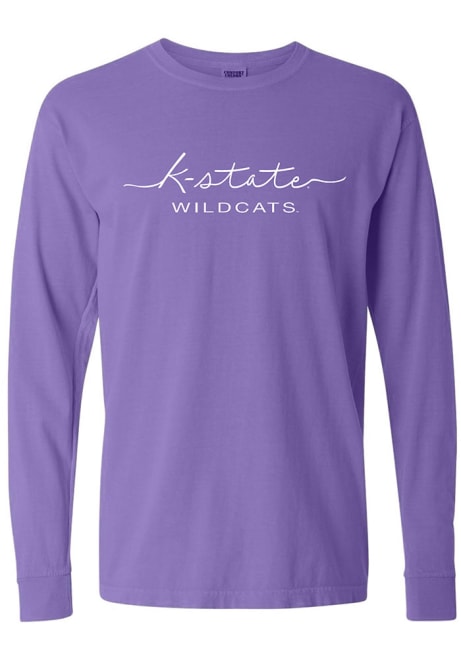 Womens Purple K-State Wildcats Classic Script LS Tee
