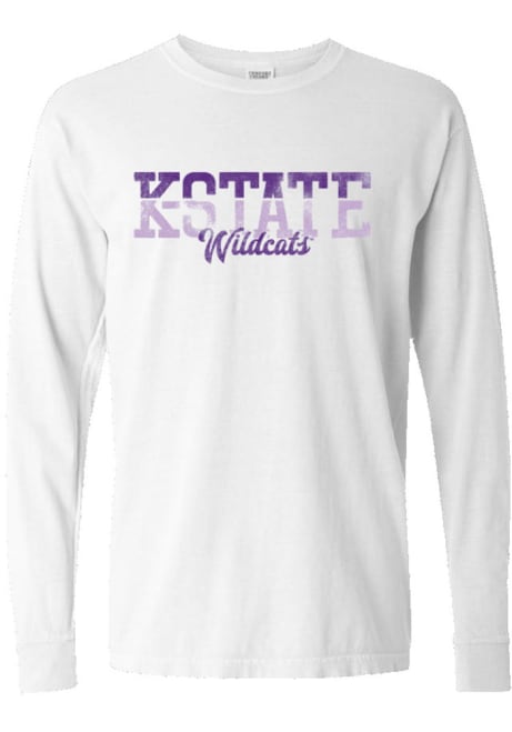 Womens White K-State Wildcats Two Tone LS Tee