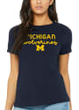 Michigan Wolverines Womens Script Logo T-Shirt - Navy Blue