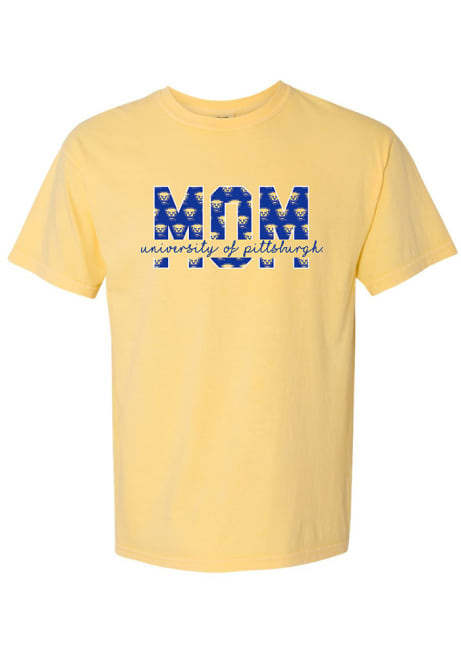 Pitt Panthers Block Mom Short Sleeve T-Shirt - Yellow