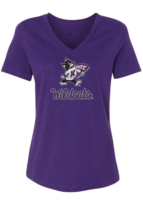 K-State Wildcats Rhinestone Short Sleeve T-Shirt - Purple