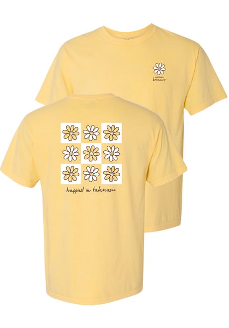 Western Michigan Broncos Happy Flowers Short Sleeve T-Shirt - Yellow