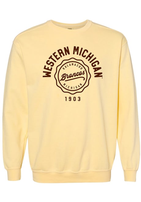 Womens Yellow Western Michigan Broncos Seal Crew Sweatshirt