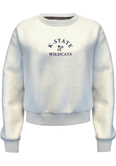 Womens White K-State Wildcats May Crew Sweatshirt