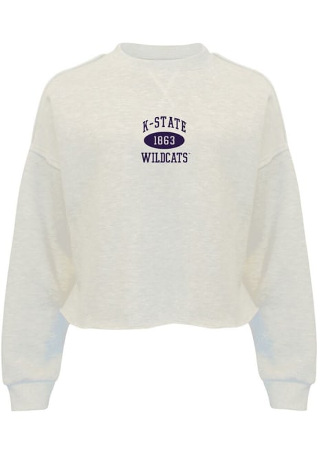 Womens White K-State Wildcats Zoey Crew Sweatshirt