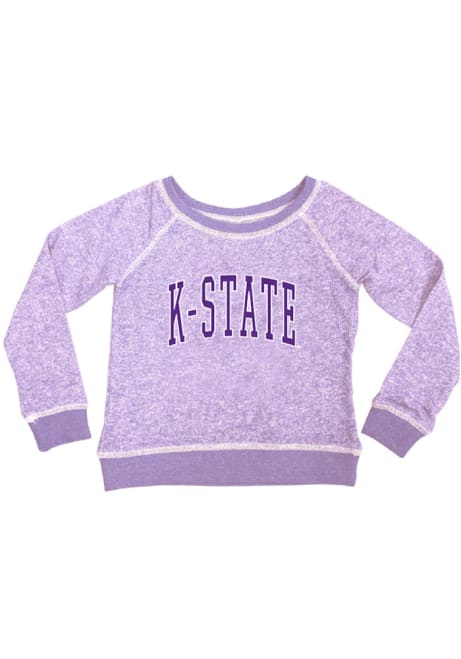 Girls Lavender K-State Wildcats Kylie Long Sleeve Crew Sweatshirt