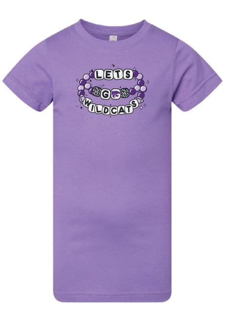 Girls Lavender K-State Wildcats Frienship Bracelet Short Sleeve T-Shirt