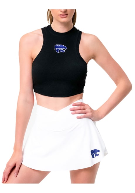 Womens Black K-State Wildcats Timeout Cropped Tank Top