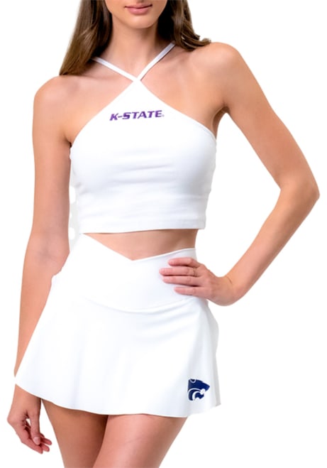 Womens White K-State Wildcats Touchdown Cropped Tank Top