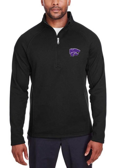 Mens Black K-State Wildcats Spyder Constant Sweater 1/4 Zip Pullover