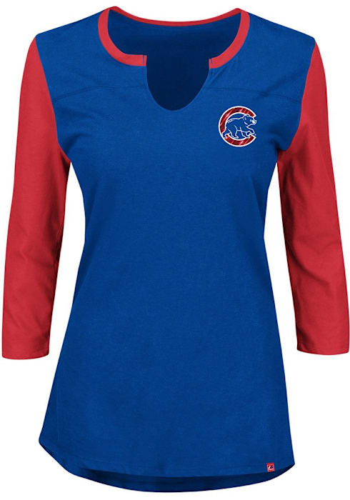 Majestic Chicago Cubs Womens Blue Above Average Long Sleeve V-Neck