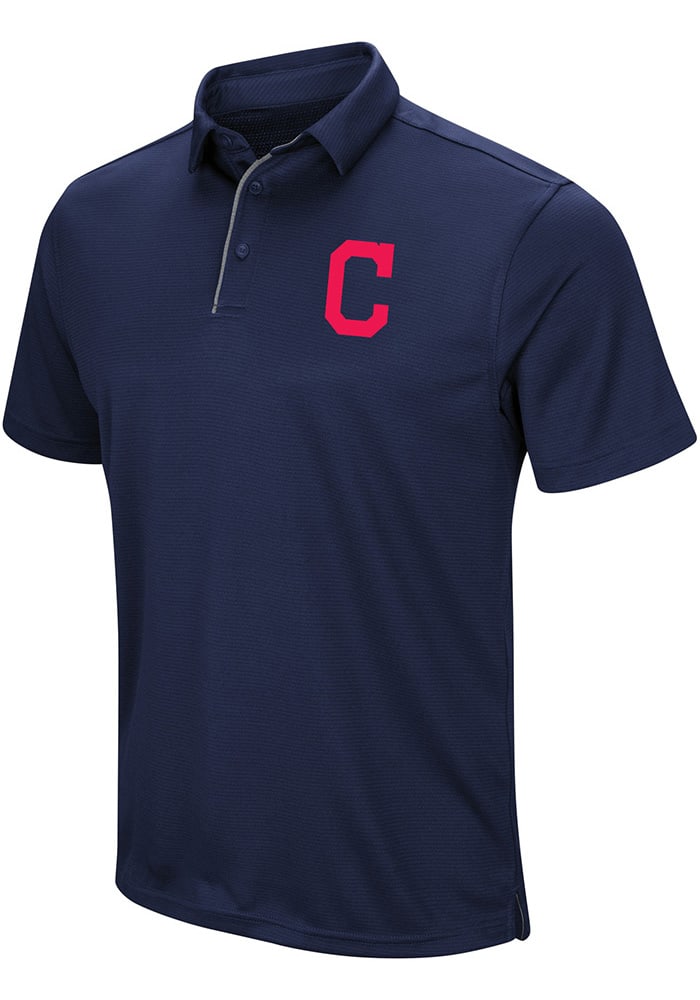 Majestic Mens Cleveland Indians Gray Tech Polo Left Chest Logo 