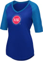 Detroit Pistons Womens Majestic Victory Directive V Neck T-Shirt - Blue