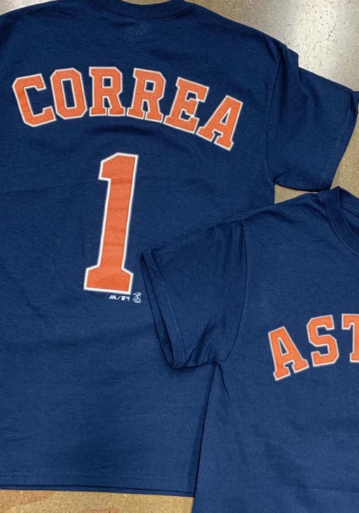 Carlos Correa Houston Astros Navy Blue Name and Number Short Sleeve Player T Shirt