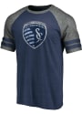 Sporting Kansas City Sleeve Stripe Fashion T Shirt - Navy Blue