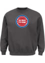Detroit Pistons Majestic Tek Patch Crew Sweatshirt - Charcoal