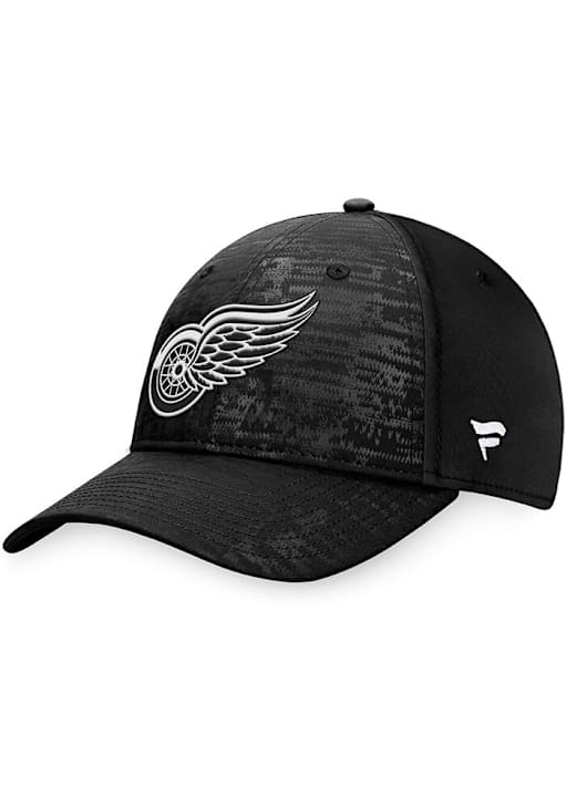 Detroit Red Wings Black Heathered Tonal Structured Stretch Flex Hat