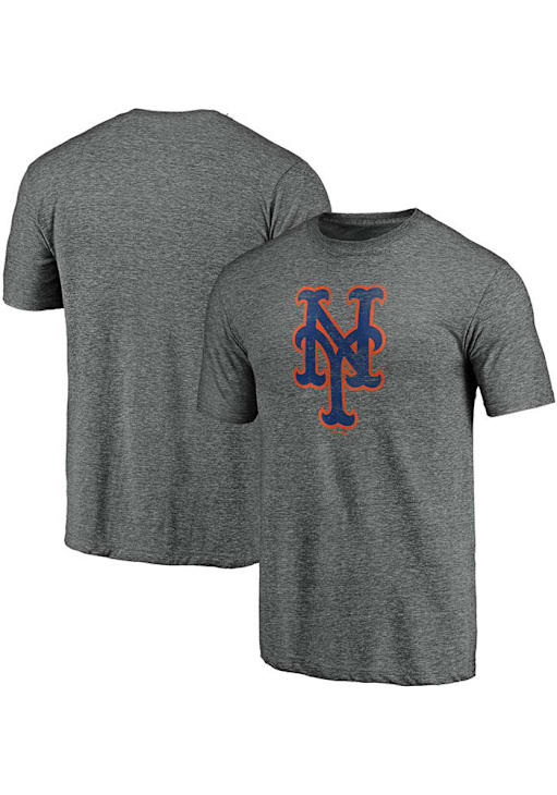 New York Mets GREY Official Logo Short Sleeve Fashion T Shirt