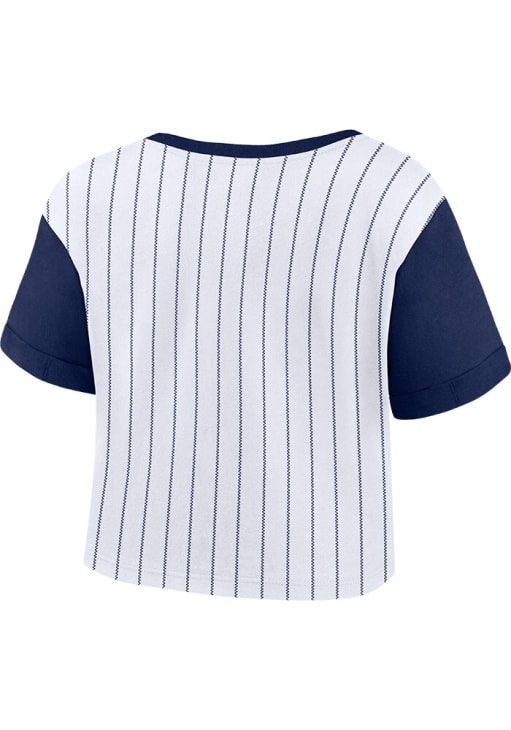 Detroit Tigers Womens White Biblend Pinstripe Short Sleeve T-Shirt