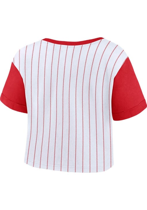 St Louis Cardinals Womens White Biblend Pinstripe Short Sleeve T-Shirt